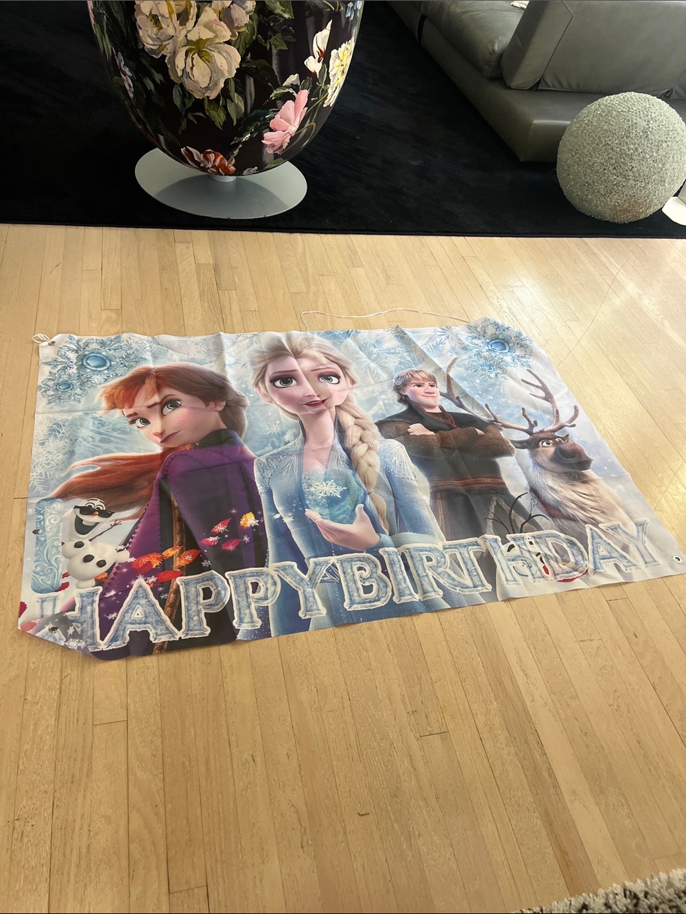 Frozen Happy Birthday Party Banner - Blue, Purple, White